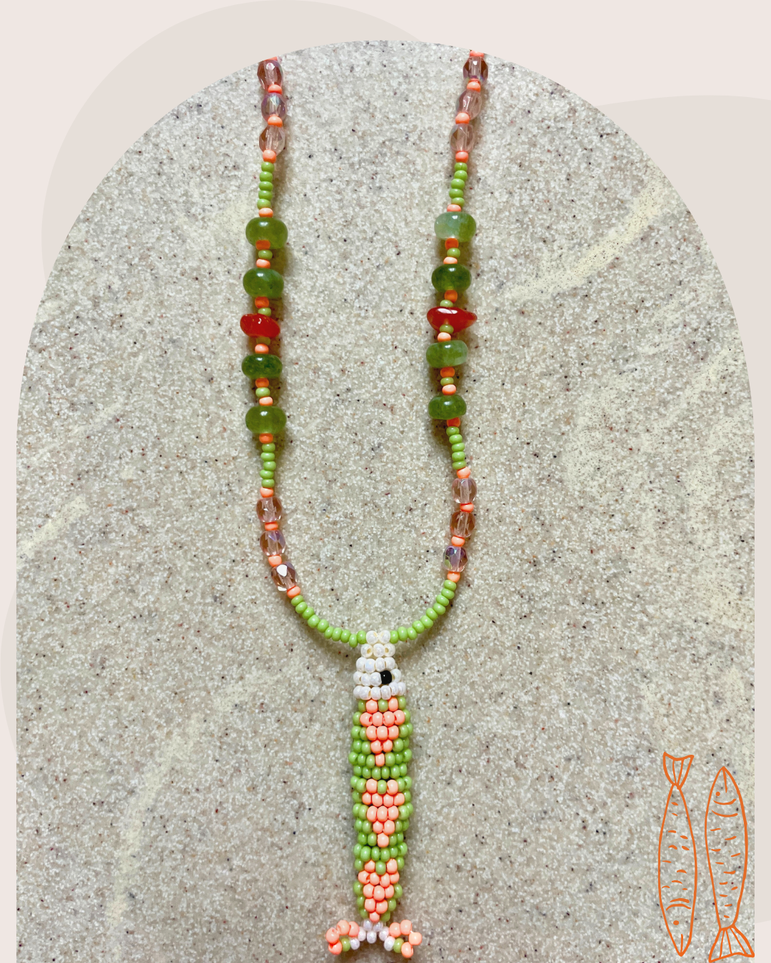 Collier perles - Bande de sardines | Pastel agrume