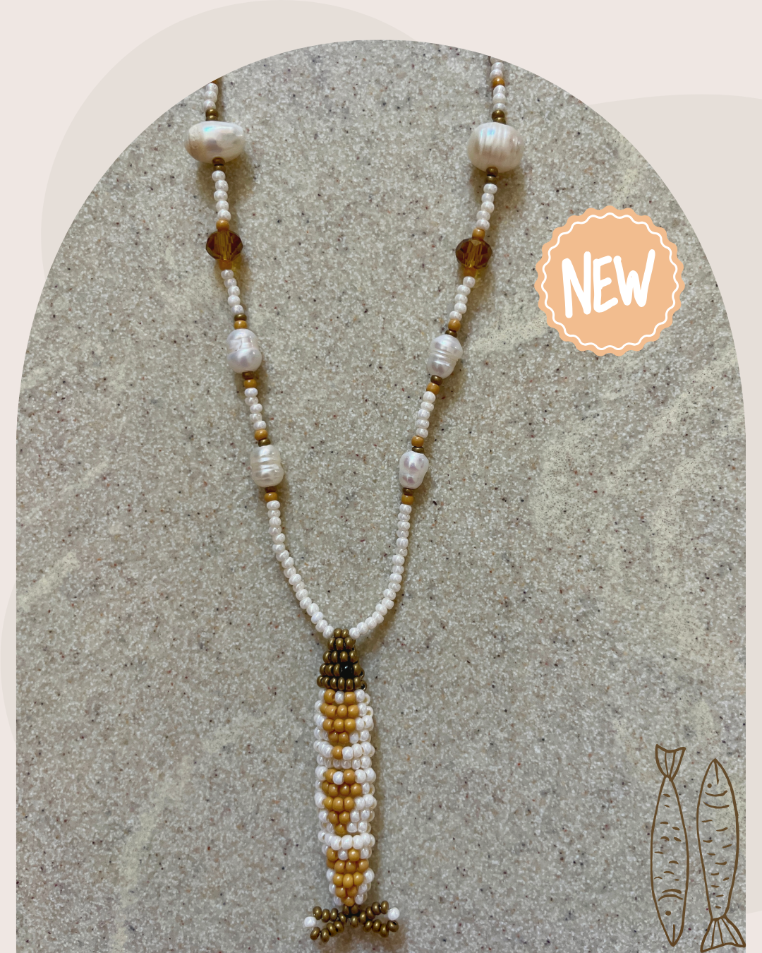 Collier perles - Bande de sardines | Sable