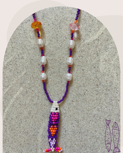 Collier perles - Bande de sardines | Violet
