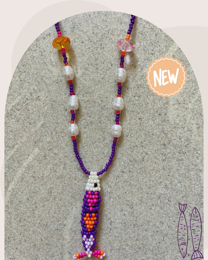 Collier perles - Bande de sardines | Violet