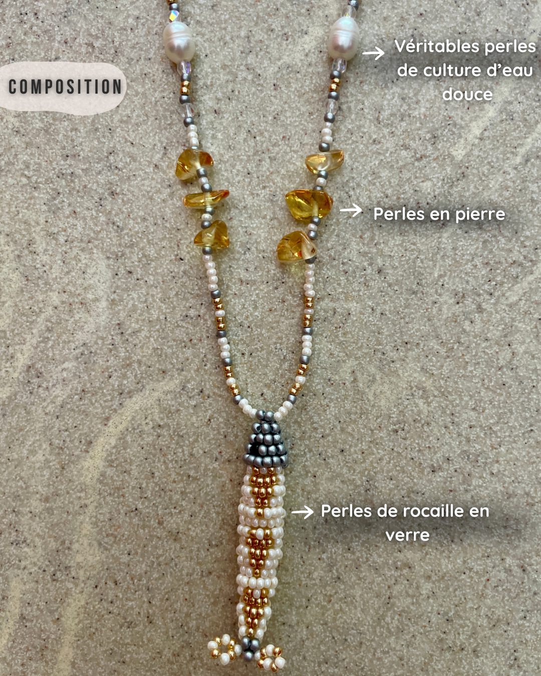 Collier perles - Bande de sardines | Coton