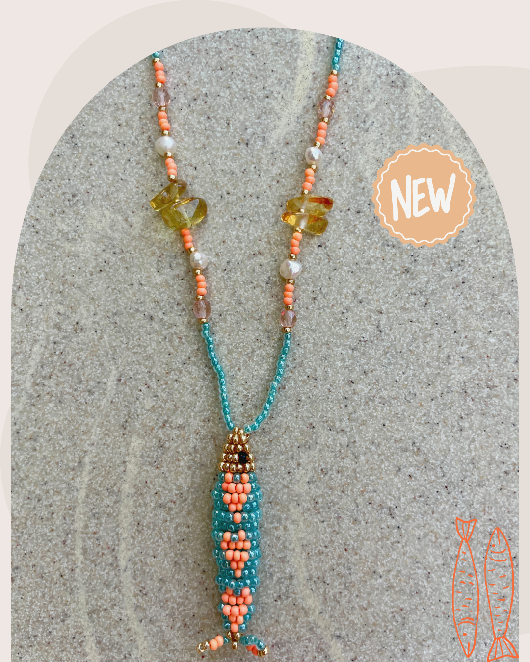 Collier perles - Bande de sardines | Bleu Corail