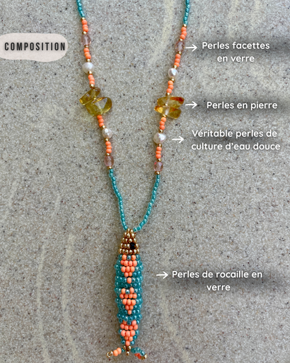 Collier perles - Bande de sardines | Bleu Corail