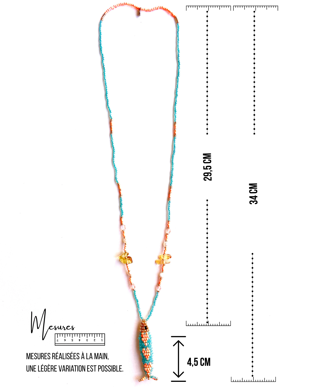 Collier perles - Bande de sardines | Bleu Corail