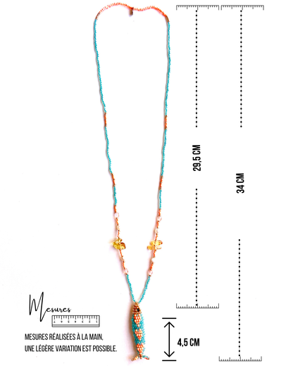 Collier perles - Bande de sardines | Bleu Corail