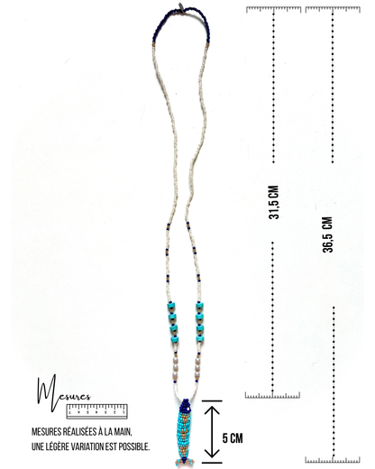 Collier perles - Bande de sardines | Bleu