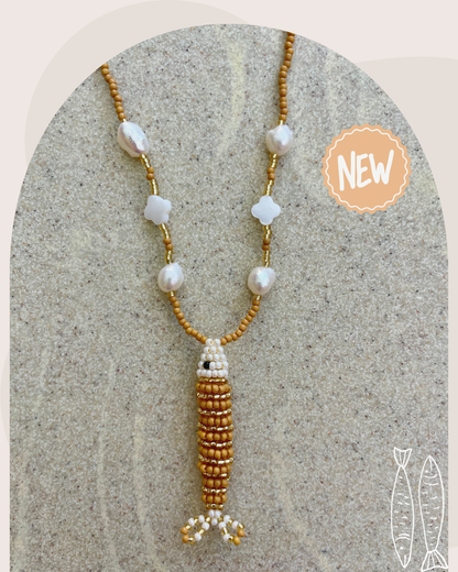 Collier perles - Bande de sardines | Caramel