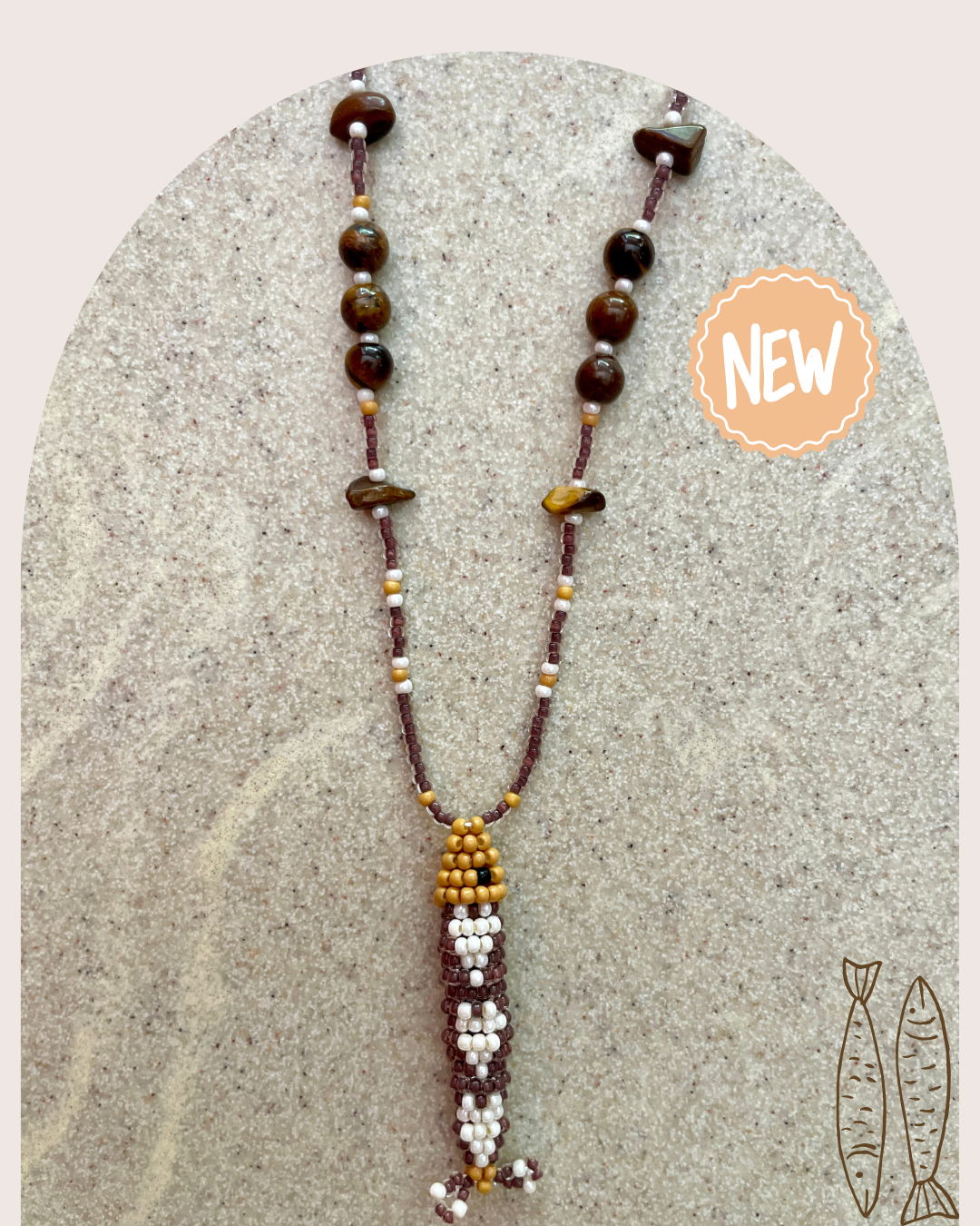 Collier perles - Bande de sardines | Chocolat