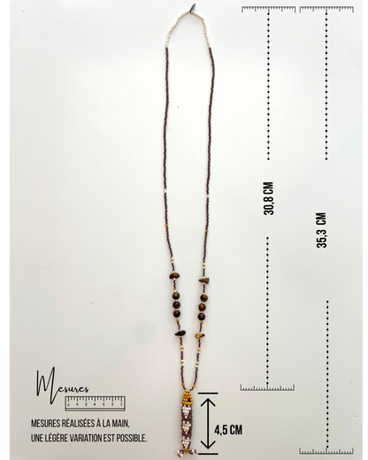 Collier perles - Bande de sardines | Chocolat