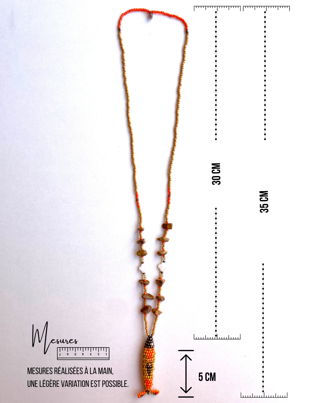 Collier perles - Bande de sardines | Désert