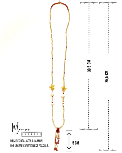 Collier perles - Bande de sardines | Doré terracotta