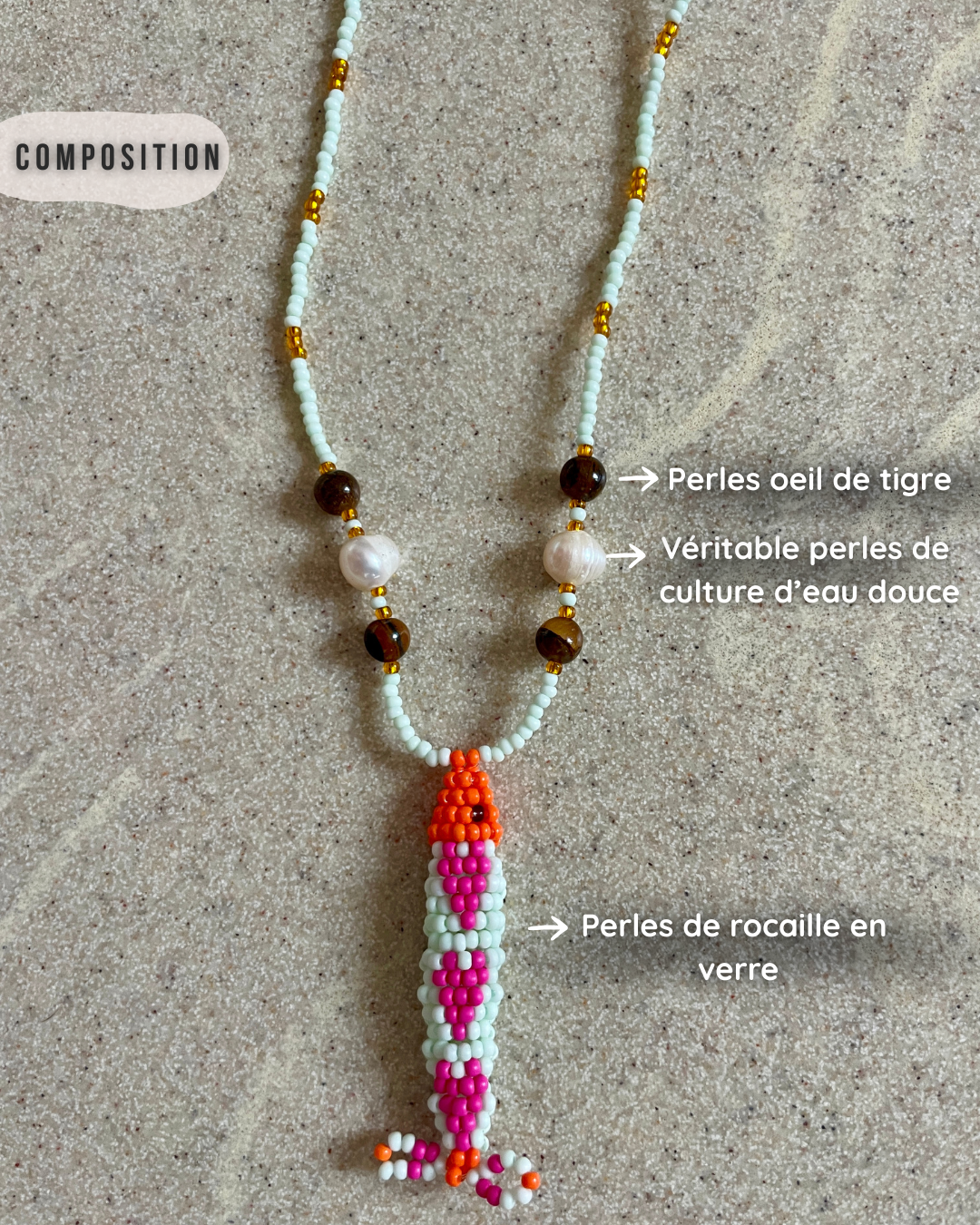 Collier perles - Bande de sardines | Gourmandise