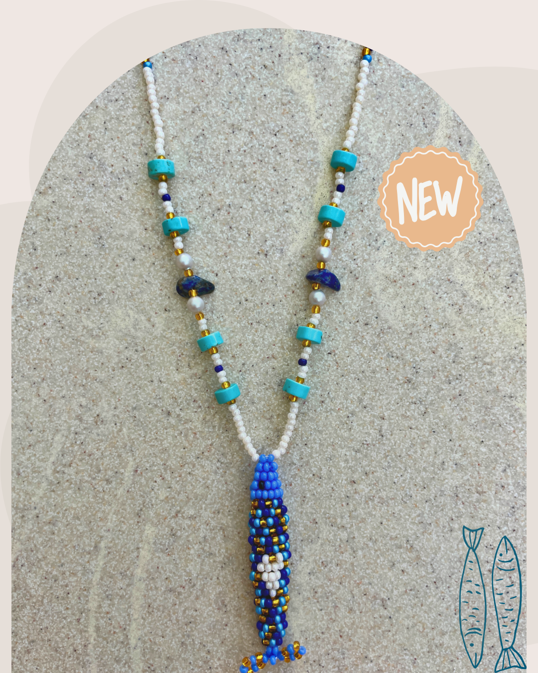 Collier perles - Bande de sardines | Bleu Multi