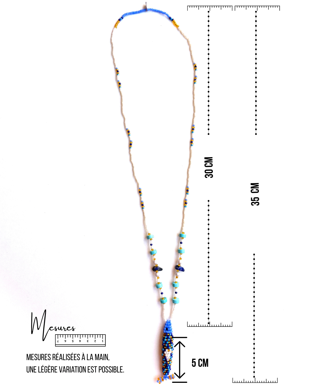 Collier perles - Bande de sardines | Bleu Multi
