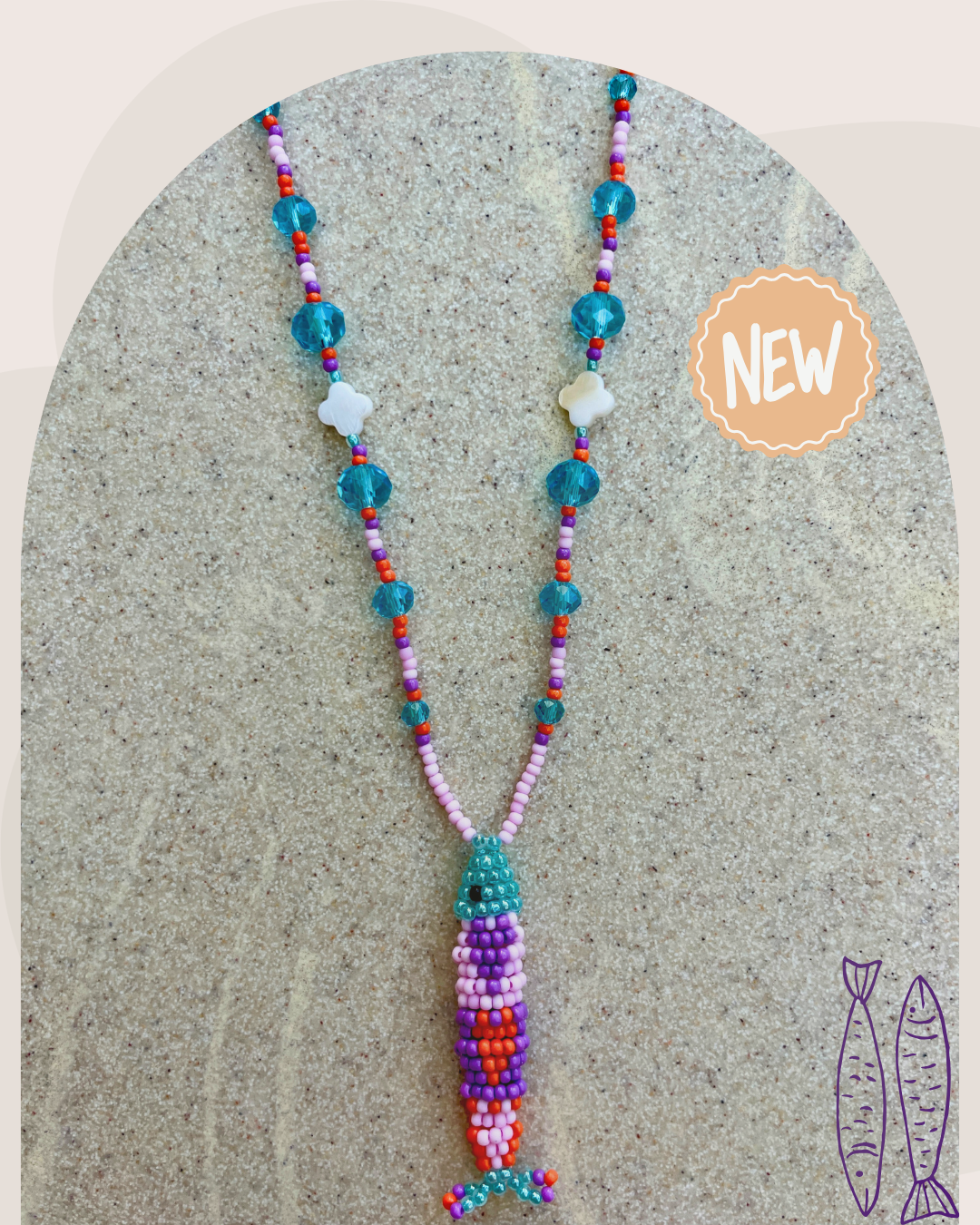 Collier perles - Bande de sardines | Lilas Multi