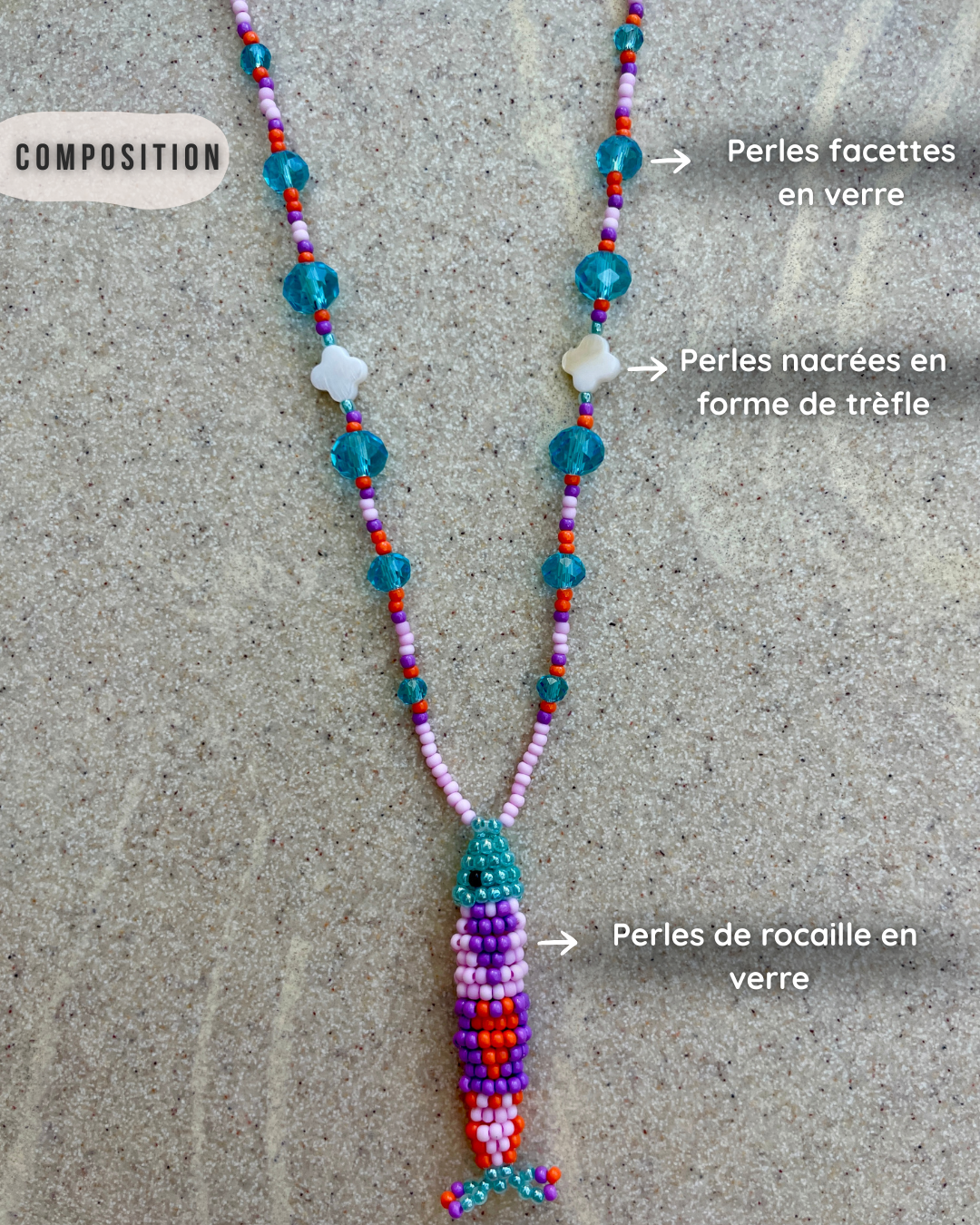 Collier perles - Bande de sardines | Lilas Multi