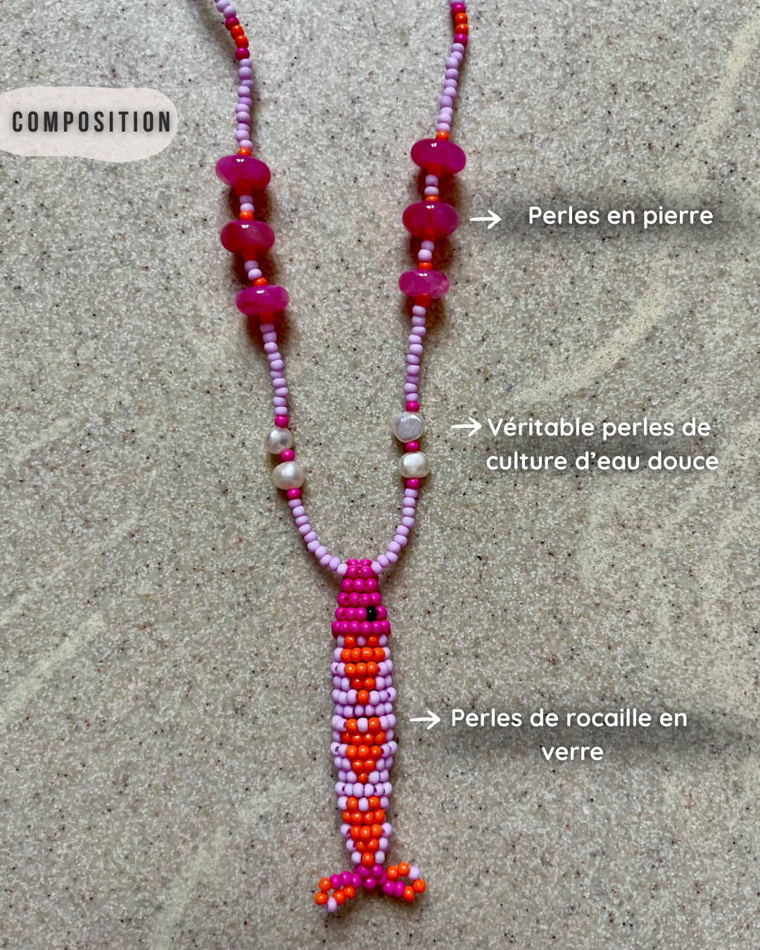 Collier perles - Bande de sardines | Papaya