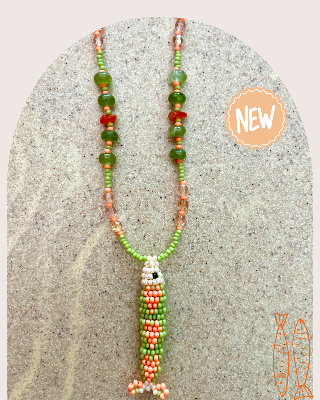 Collier perles - Bande de sardines | Pastel agrume