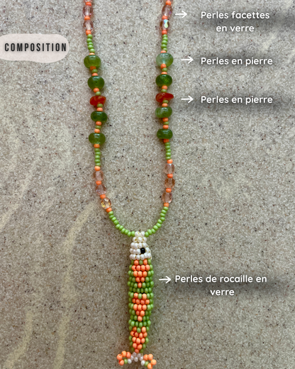 Collier perles - Bande de sardines | Pastel agrume