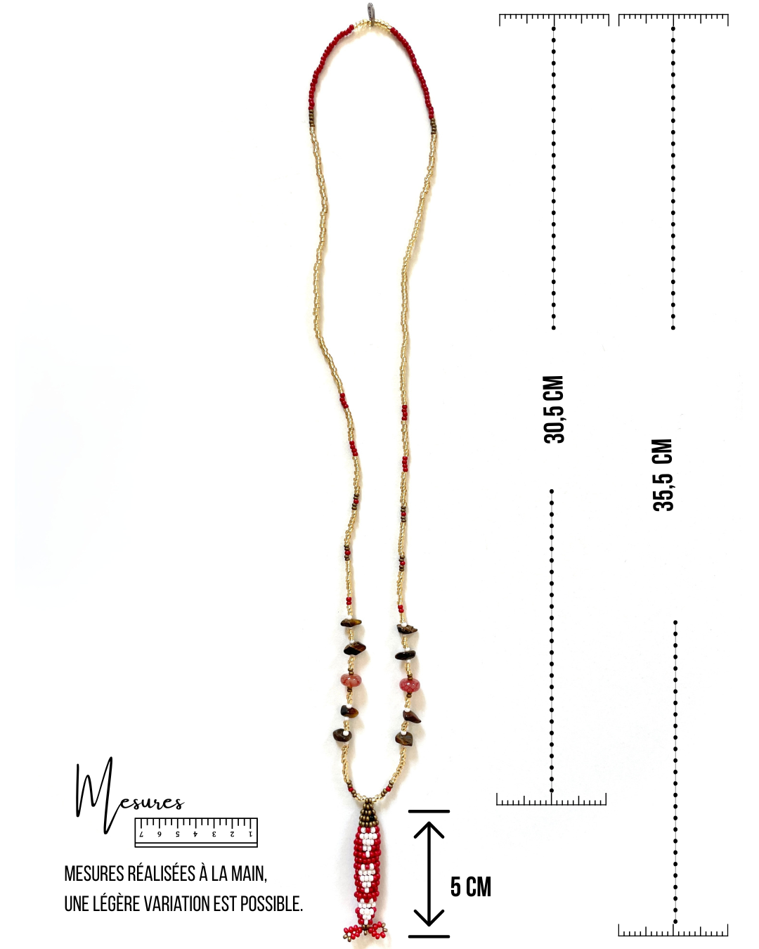 Collier perles - Bande de sardines | Rouge
