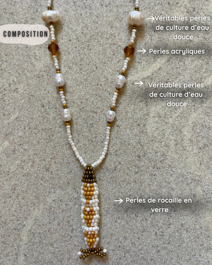Collier perles - Bande de sardines | Sable