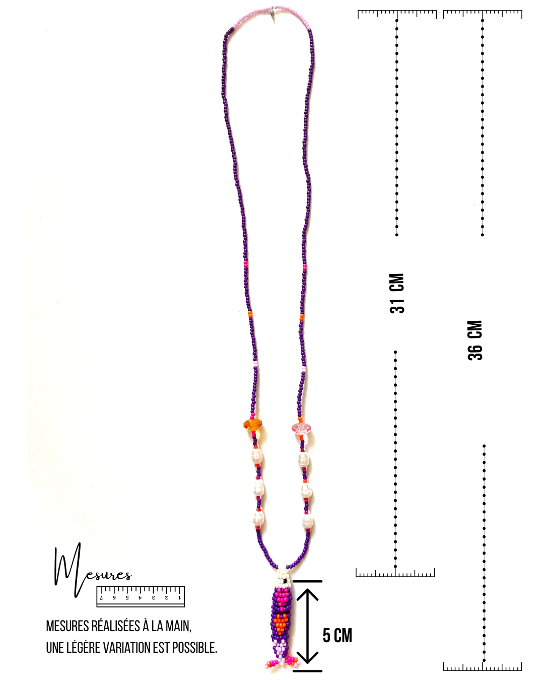 Collier perles - Bande de sardines | Violet