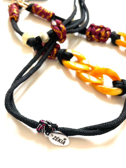 cordon telephone paracorde ajustable couleurs bordeaux dore noir fait main marseille made in france accessoire bijou idée cadeau lanyard smartphone plaque zekia