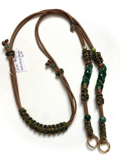 cordon telephone marron kaki dore lanyard en paracorde ajustable reglable fait main artisanat marseille accessoire bijou idée cadeau femme
