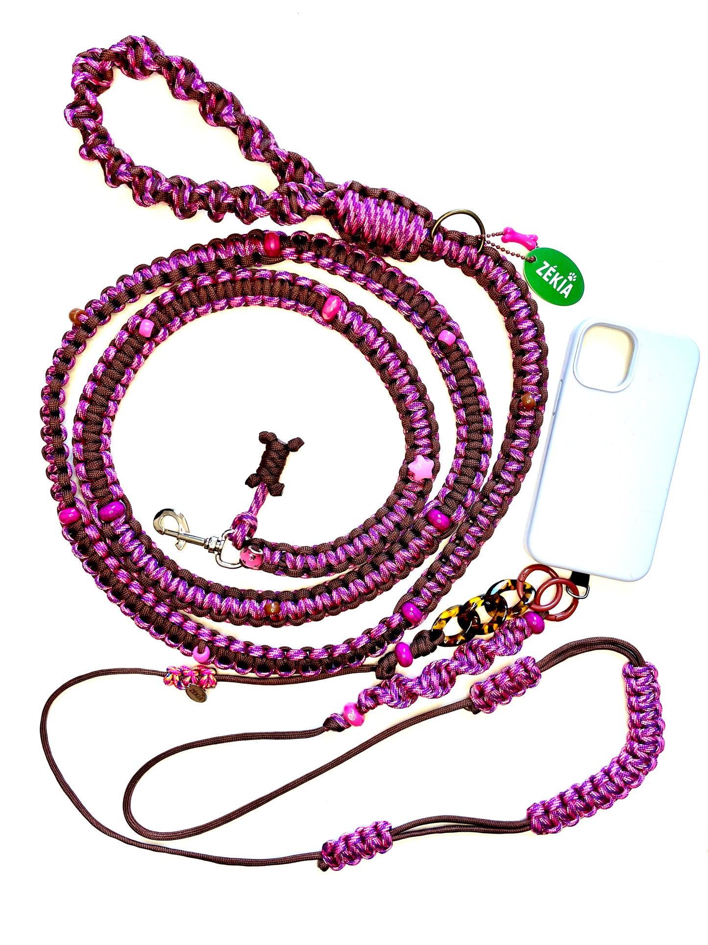 cordon telephone laisse pour chien en paracorde faits main à Marseille - Zékia accessoires artisanaux