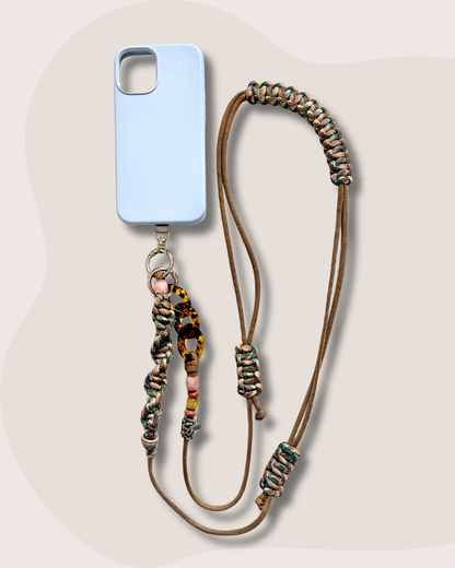 cordon telephone ajustable en paracorde solide fait main bronze