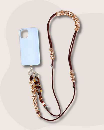 cordon telephone paracorde bandolier fait main marron