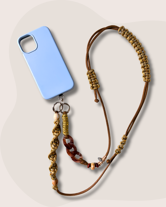 cordon telephone zekia paracorde beige bandoulière longueur ajustable fait main marseille 