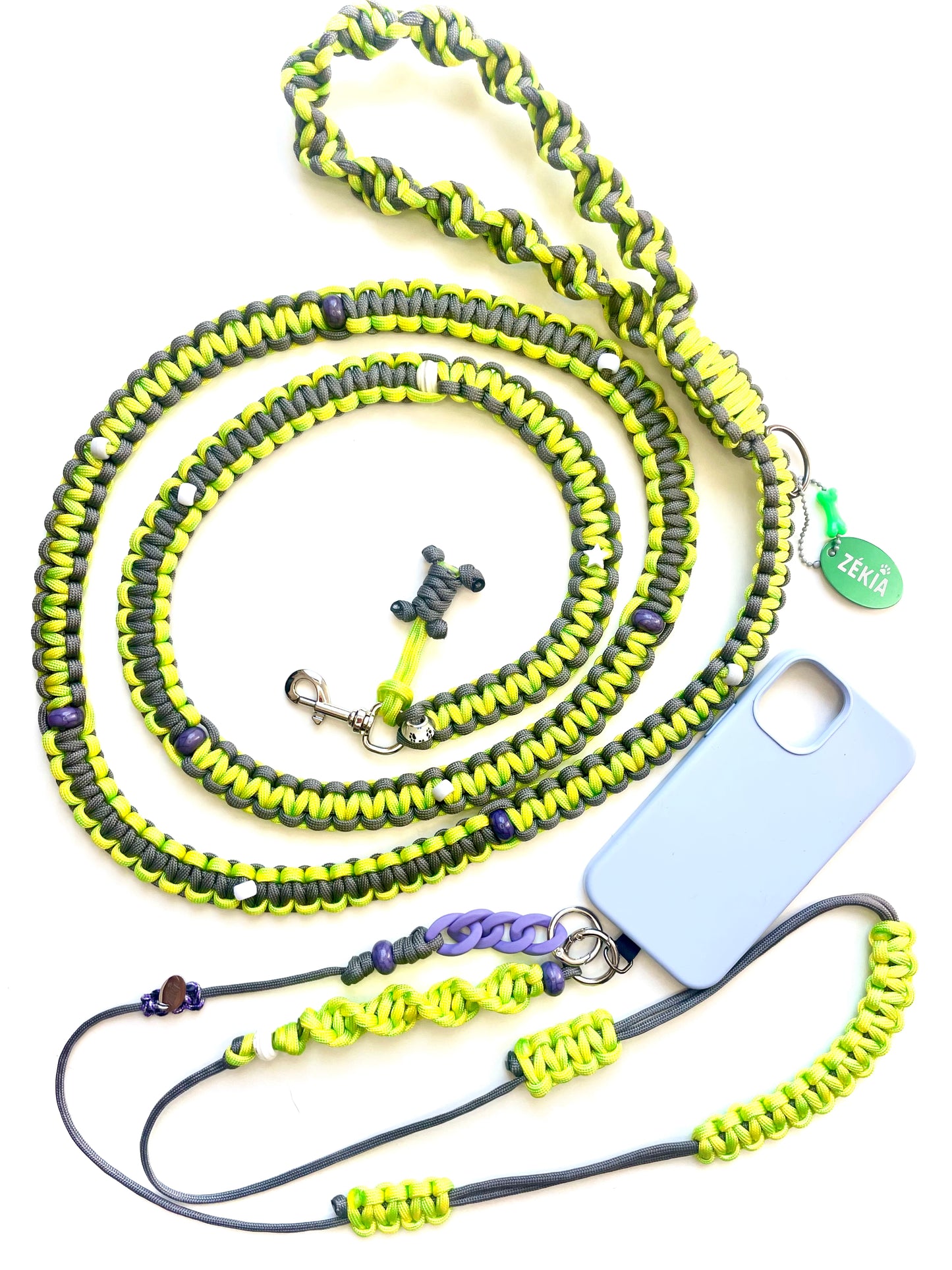cordon telephone laisse pour chien en paracorde faits main à Marseille - Zékia accessoires artisanaux