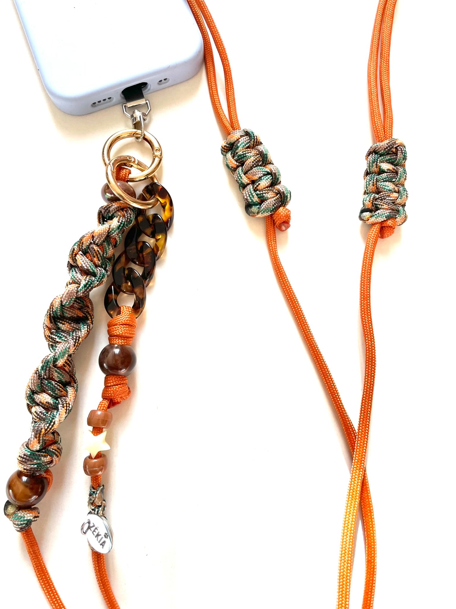 cordon telephone paracorde ajustable orange kaki soft tropical