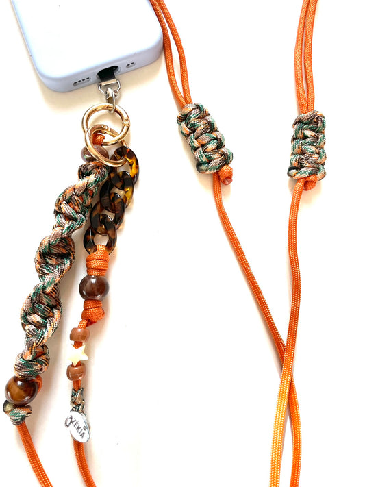 cordon telephone paracorde ajustable orange kaki soft tropical