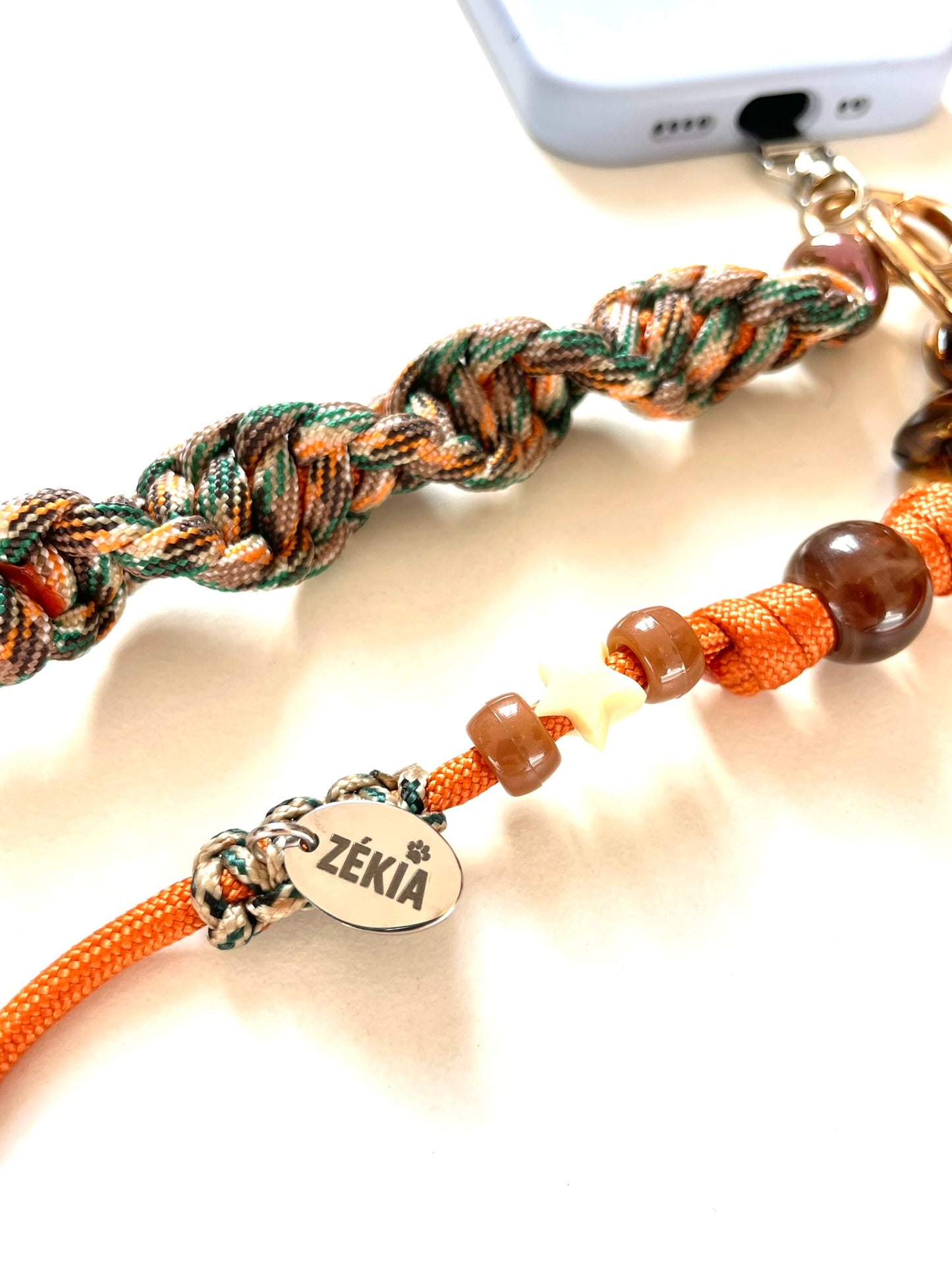 cordon telephone paracorde ajustable orange kaki soft tropical