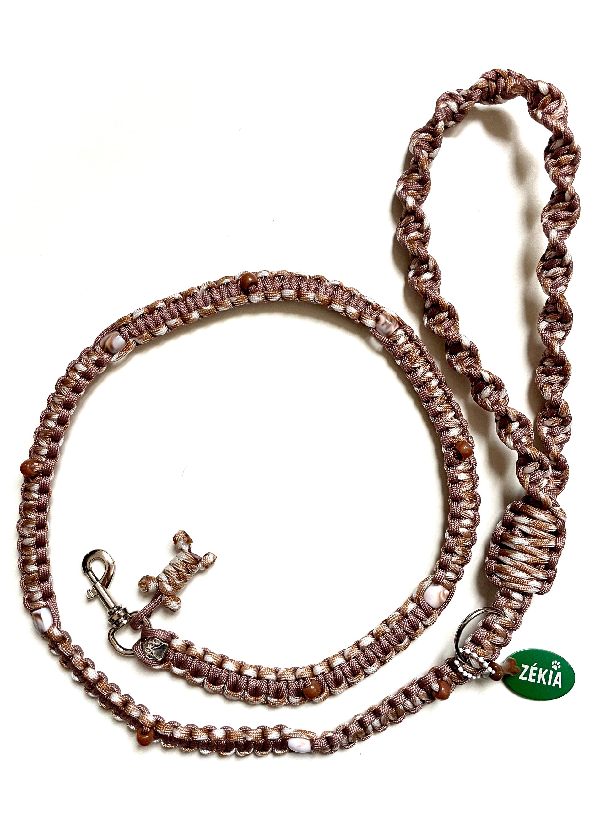 laisse chien paracorde solide fait main marseille dog leash accessoire canin artisanal beige