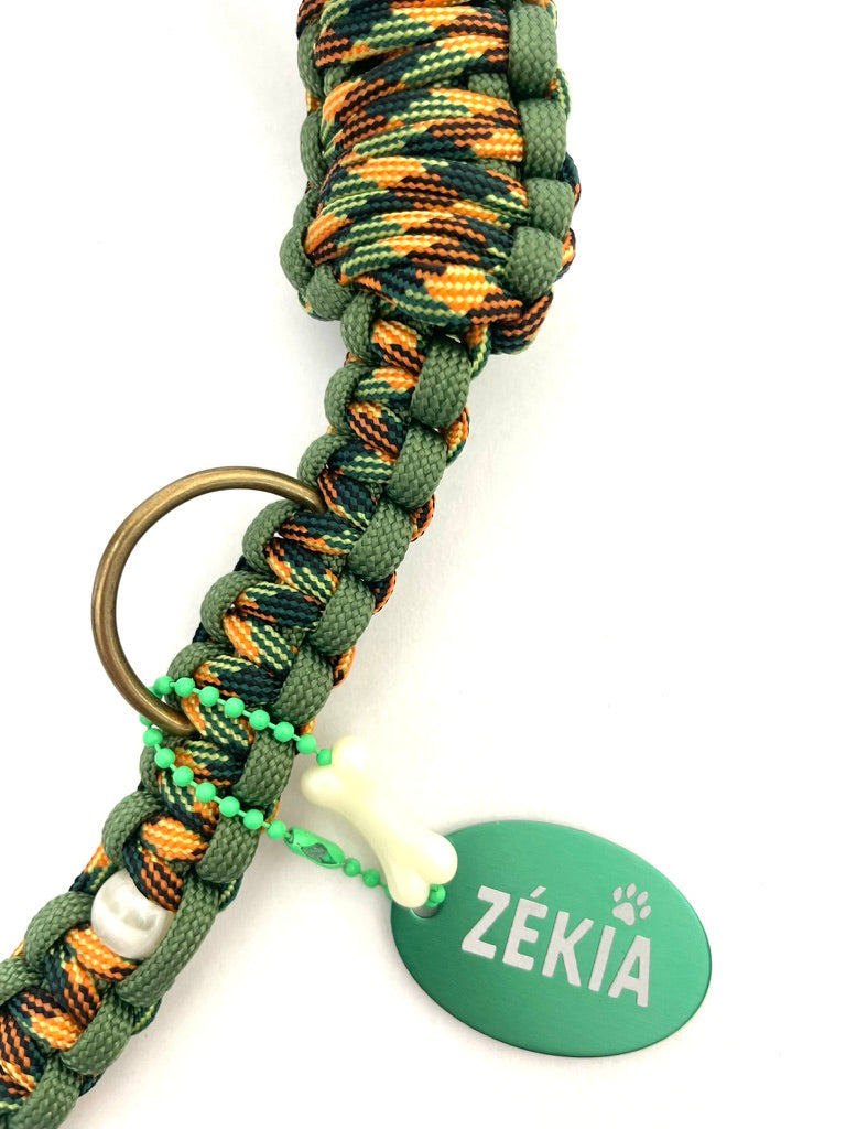 Laisse pour chien en paracorde solide, tressée à la main à marseille. Couleurs de la nature, accessoire canin stylé 