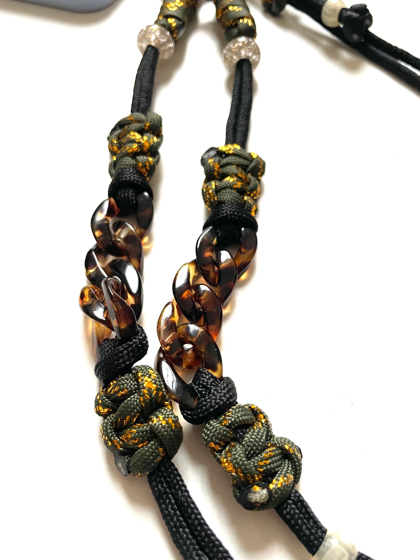 cordon telephone paracorde ajustable couleurs kaki dore noir fait main marseille made in france accessoire bijou idée cadeau lanyard smartphone