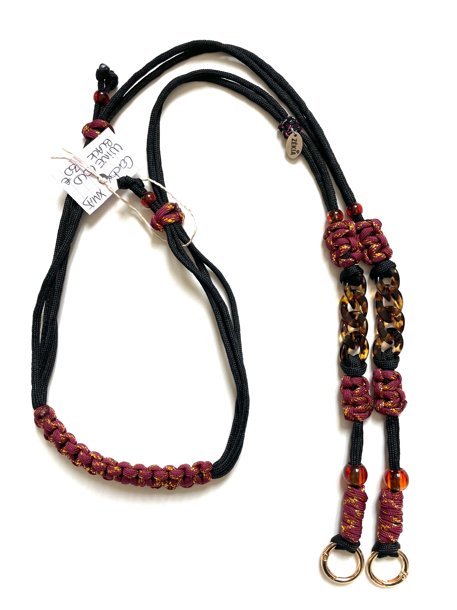 cordon telephone paracorde ajustable couleurs bordeaux dore noir fait main marseille made in france accessoire bijou idée cadeau lanyard smartphone
