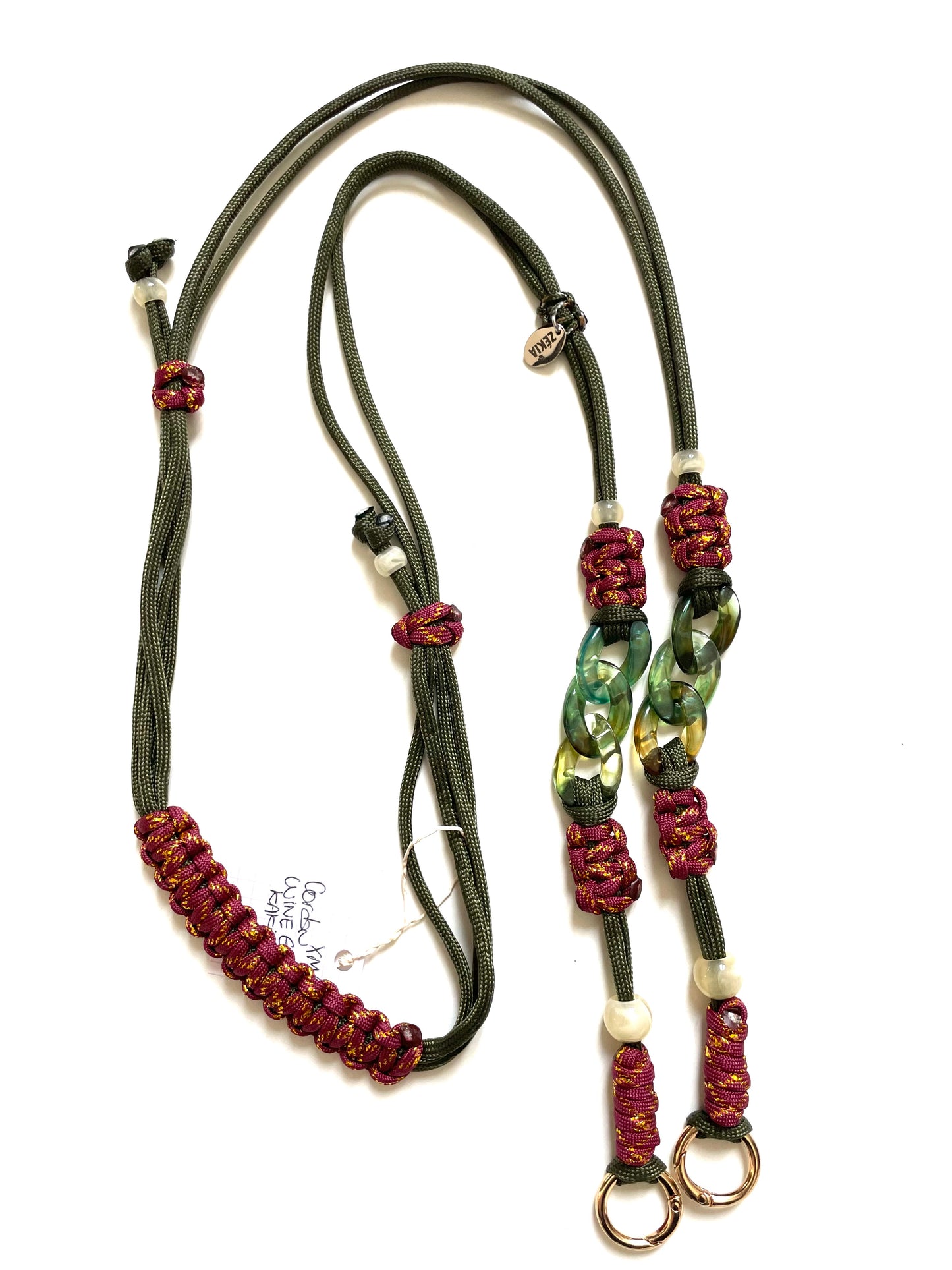 cordon telephone paracorde ajustable couleurs bordeaux dore kaki fait main marseille made in france accessoire bijou idée cadeau lanyard smartphone