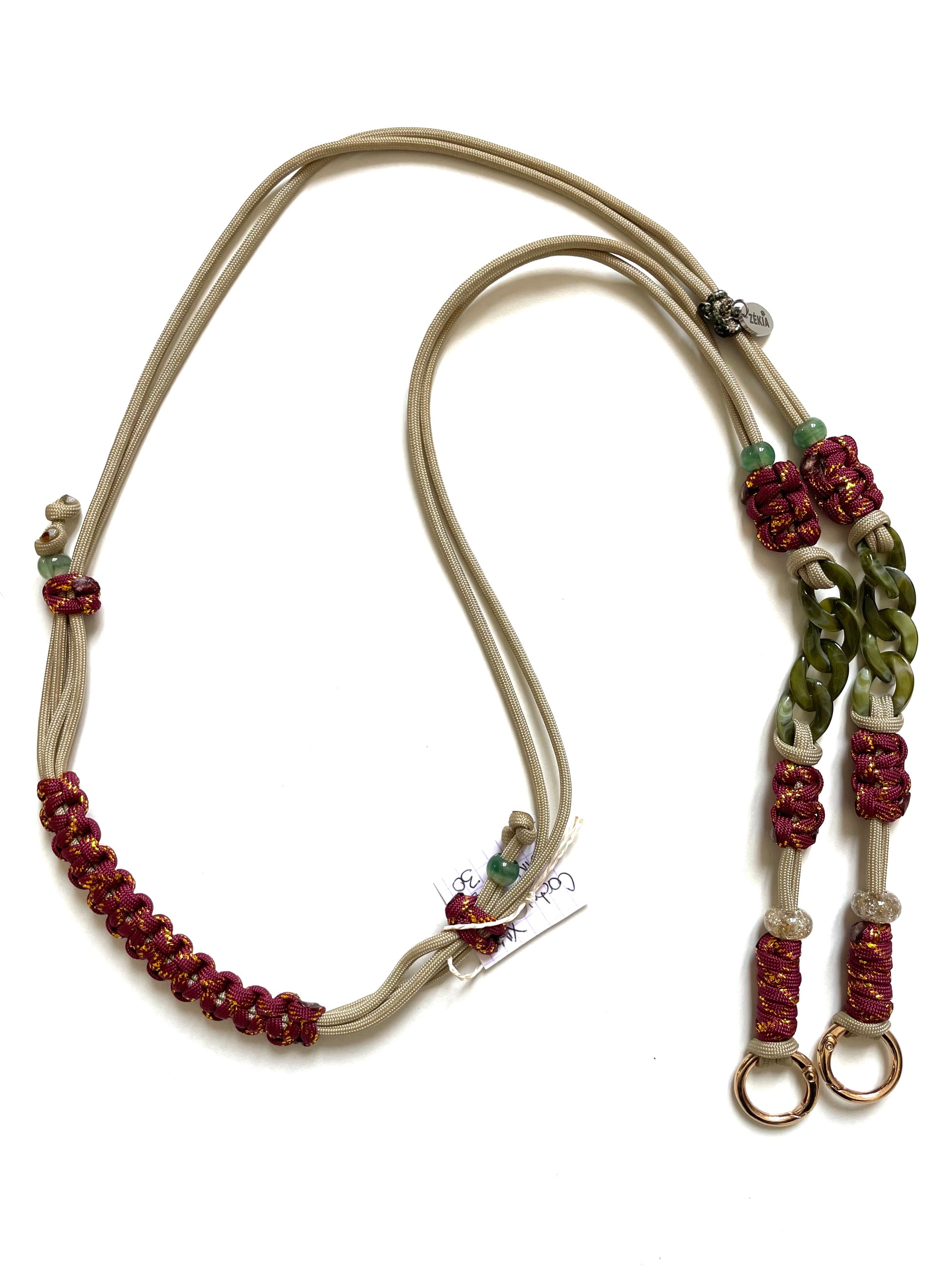 cordon telephone paracorde ajustable couleurs bordeaux dore kaki fait main marseille made in france accessoire bijou idée cadeau lanyard smartphone