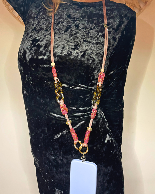 cordon telephone paracorde ajustable couleurs bordeaux dore noir fait main marseille made in france accessoire bijou idée cadeau lanyard smartphone