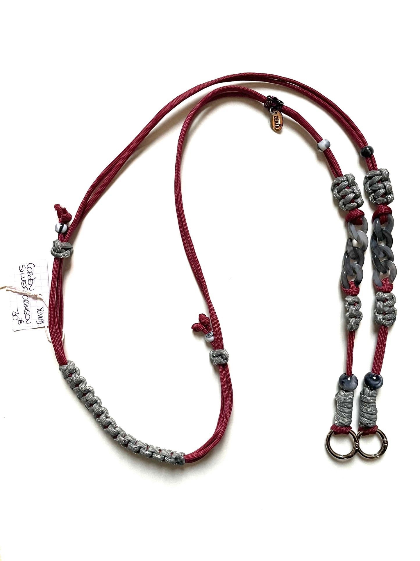 Cordon de telephone ajustable en paracorde fait main Marseille made in france gris argenté lanyard smartphone accessoire bijou
